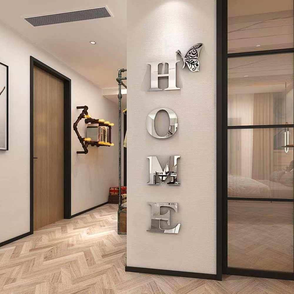 Jm3343home Family slogan Acrylic 3D stereo mirror wall sticker entrance door decoration