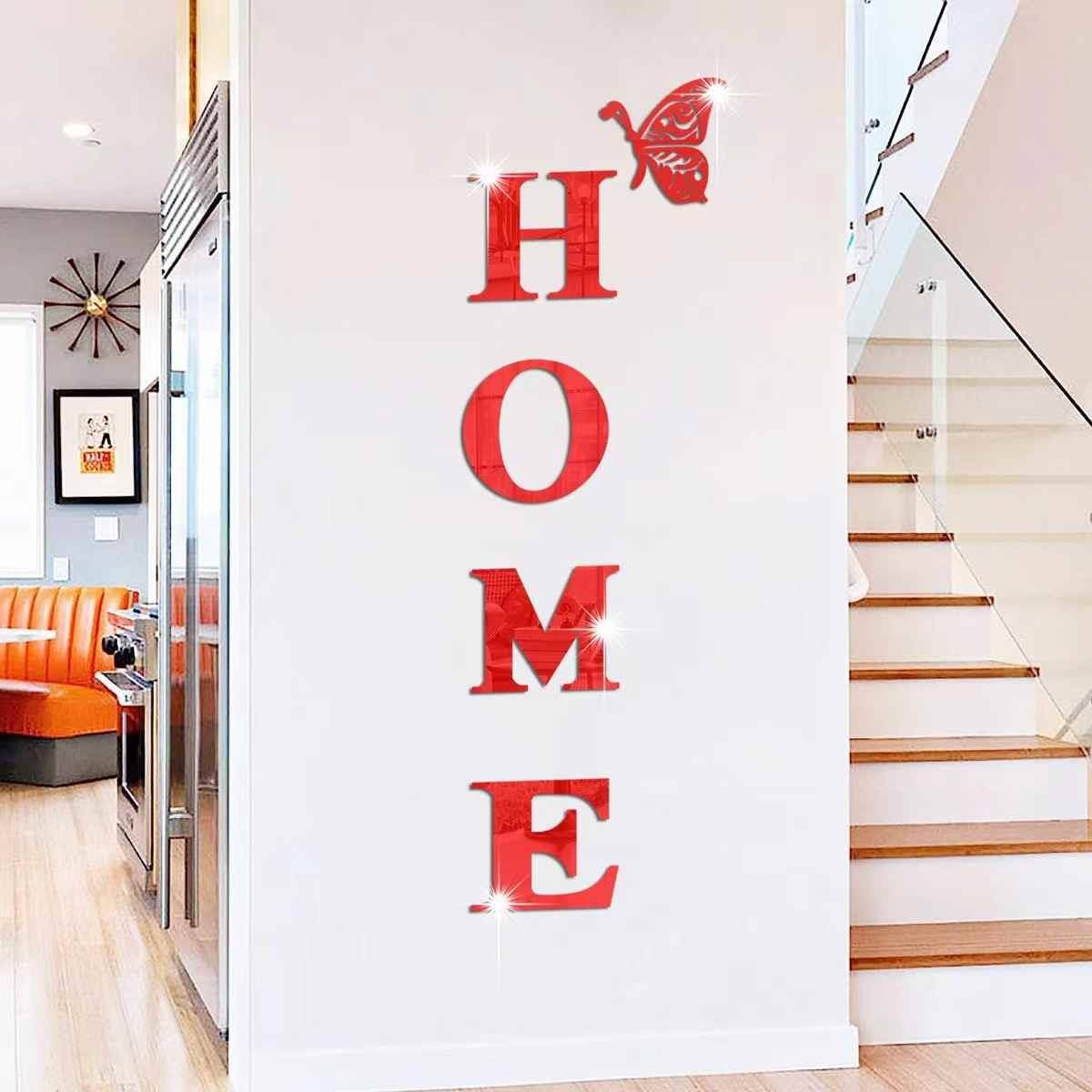 Jm3343home Family slogan Acrylic 3D stereo mirror wall sticker entrance door decoration