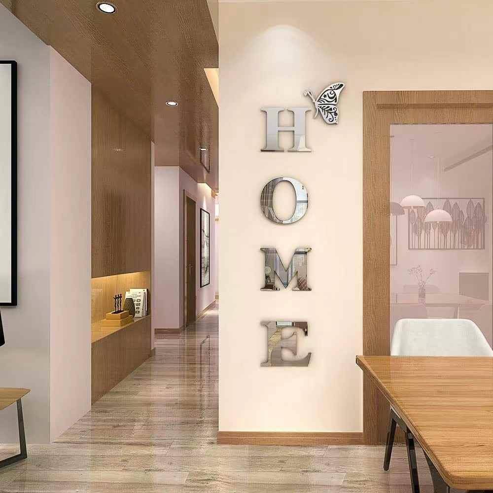 Jm3343home Family slogan Acrylic 3D stereo mirror wall sticker entrance door decoration