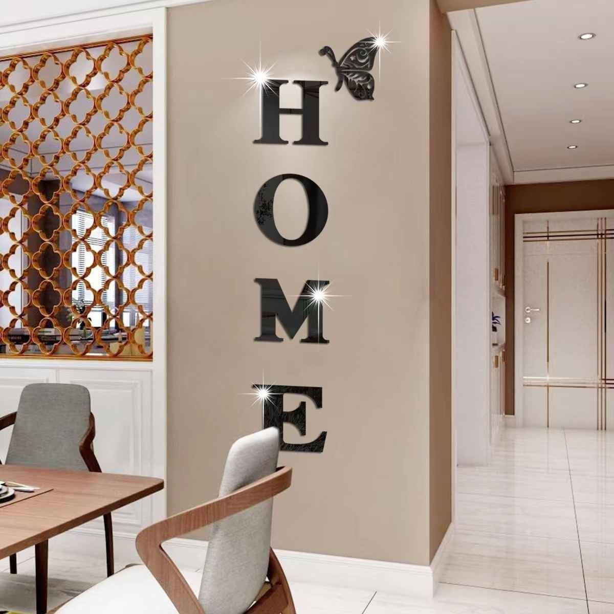Jm3343home Family slogan Acrylic 3D stereo mirror wall sticker entrance door decoration