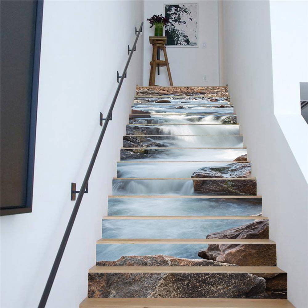 Cross -border PVC manufacturer Charm collection Creative stickers Simple Thirteen Water Staircase Patch Step Paste Paste