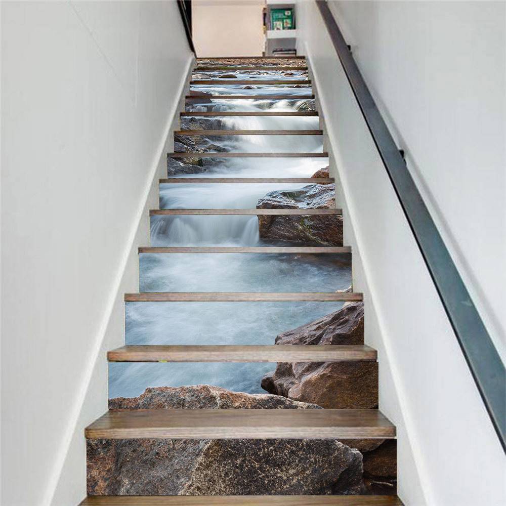 Cross -border PVC manufacturer Charm collection Creative stickers Simple Thirteen Water Staircase Patch Step Paste Paste