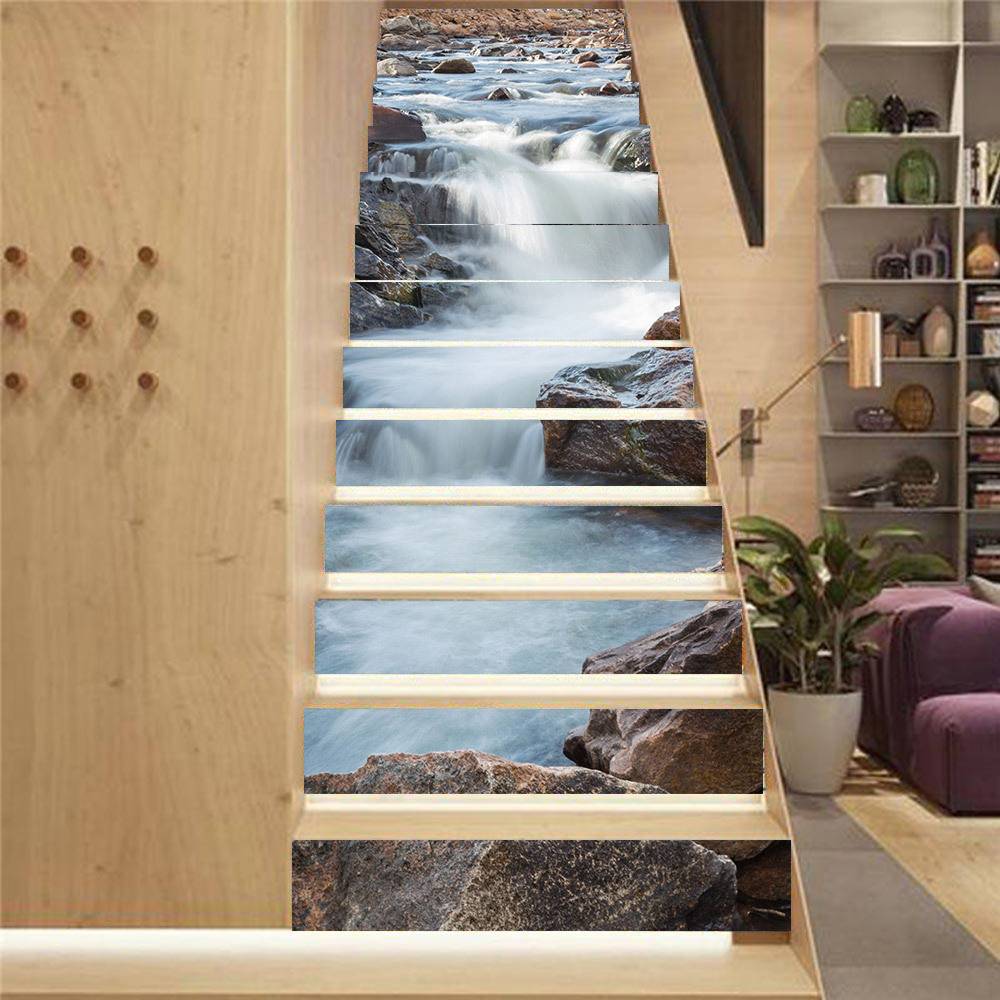 Cross -border PVC manufacturer Charm collection Creative stickers Simple Thirteen Water Staircase Patch Step Paste Paste