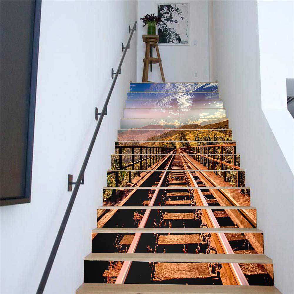 AMJPVC manufacturer Creative and simple Thirteen Mountains Railway Stairs Paste Step Paste Wall Paste