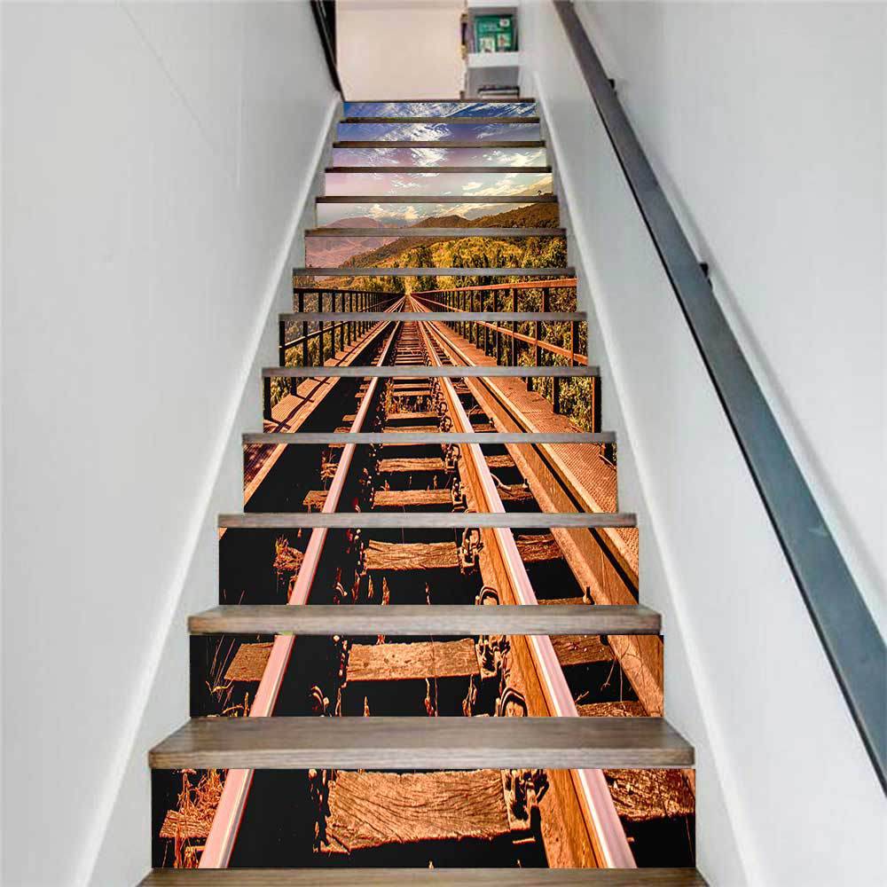 AMJPVC manufacturer Creative and simple Thirteen Mountains Railway Stairs Paste Step Paste Wall Paste