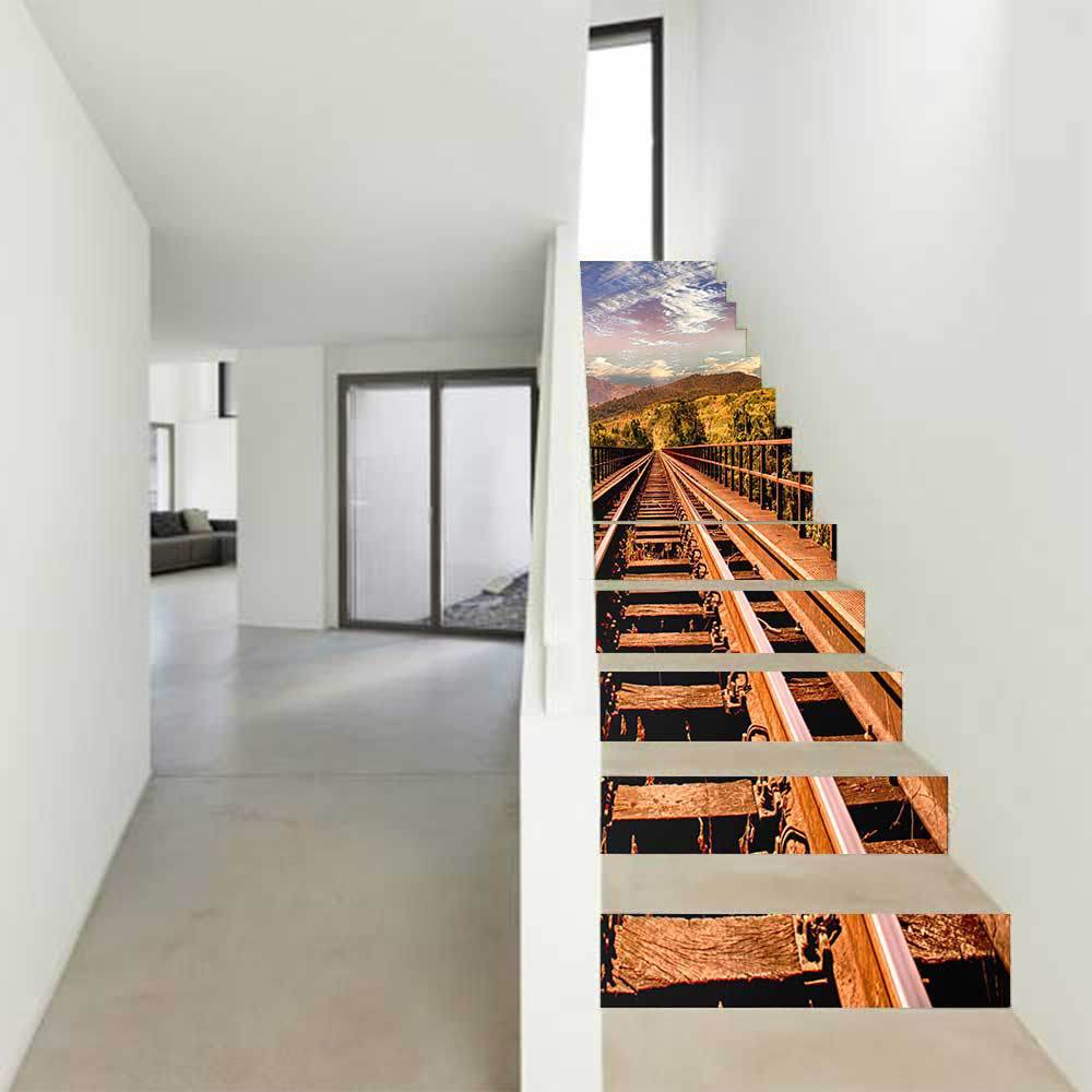 AMJPVC manufacturer Creative and simple Thirteen Mountains Railway Stairs Paste Step Paste Wall Paste