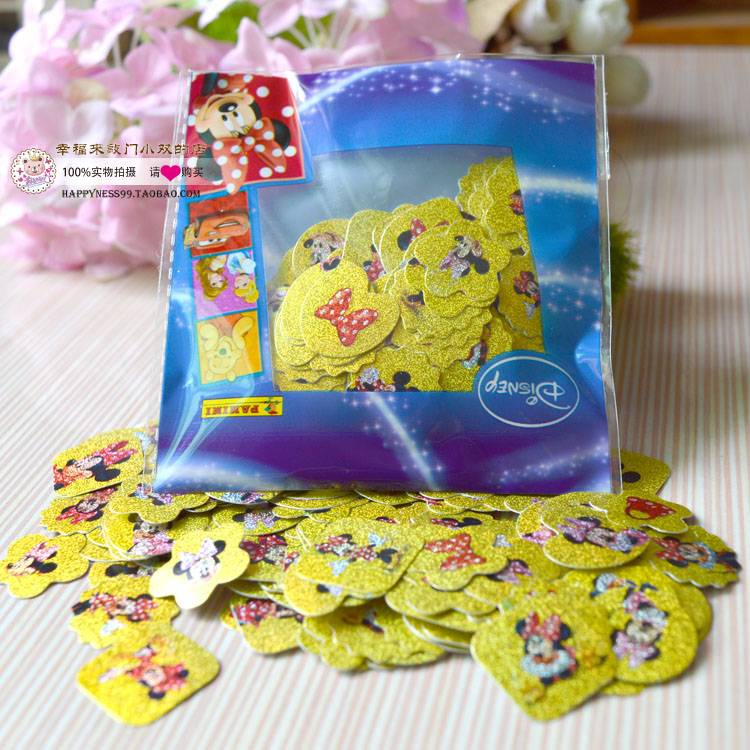 Little Shuangjia. Amei Mickey's glitter laser PVC small sticker bag baby reward stickers