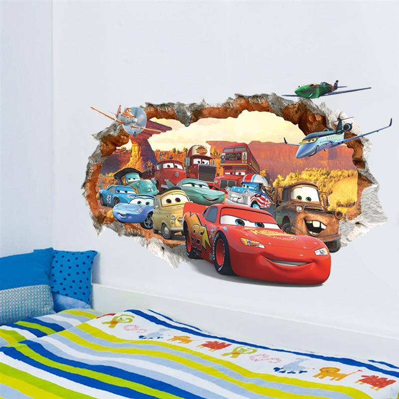 ZY1484 new 3D broken wall car starting background wall sticker to remove stickers mural L