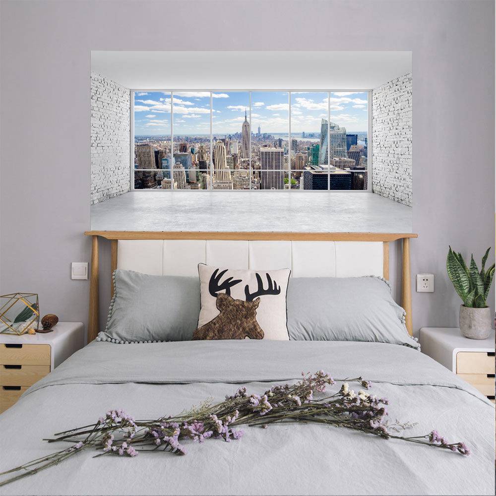 3D window sill landscape Washington bedside sticker creative wall sticker personality home decoration wallpaper mural
