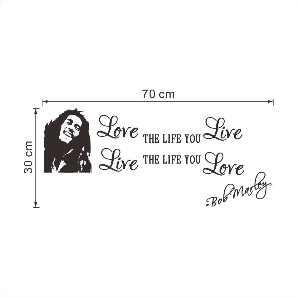 ZY8379 New Flower Teng English Proverbs Bob Marley Exit Wall Sticker Manufacturers