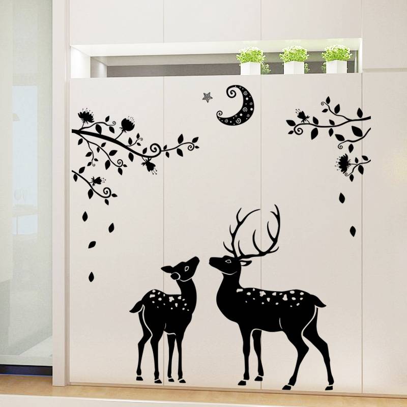 New personalized creativity, simple home decoration small deer wall sticker living room bedroom background sticker SK9081