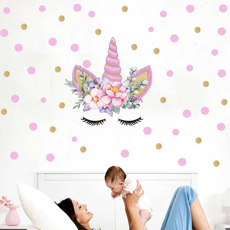 Cross -border unicorn sticker ins, children's cartoon dot decorative PVC graffiti sticker 5548