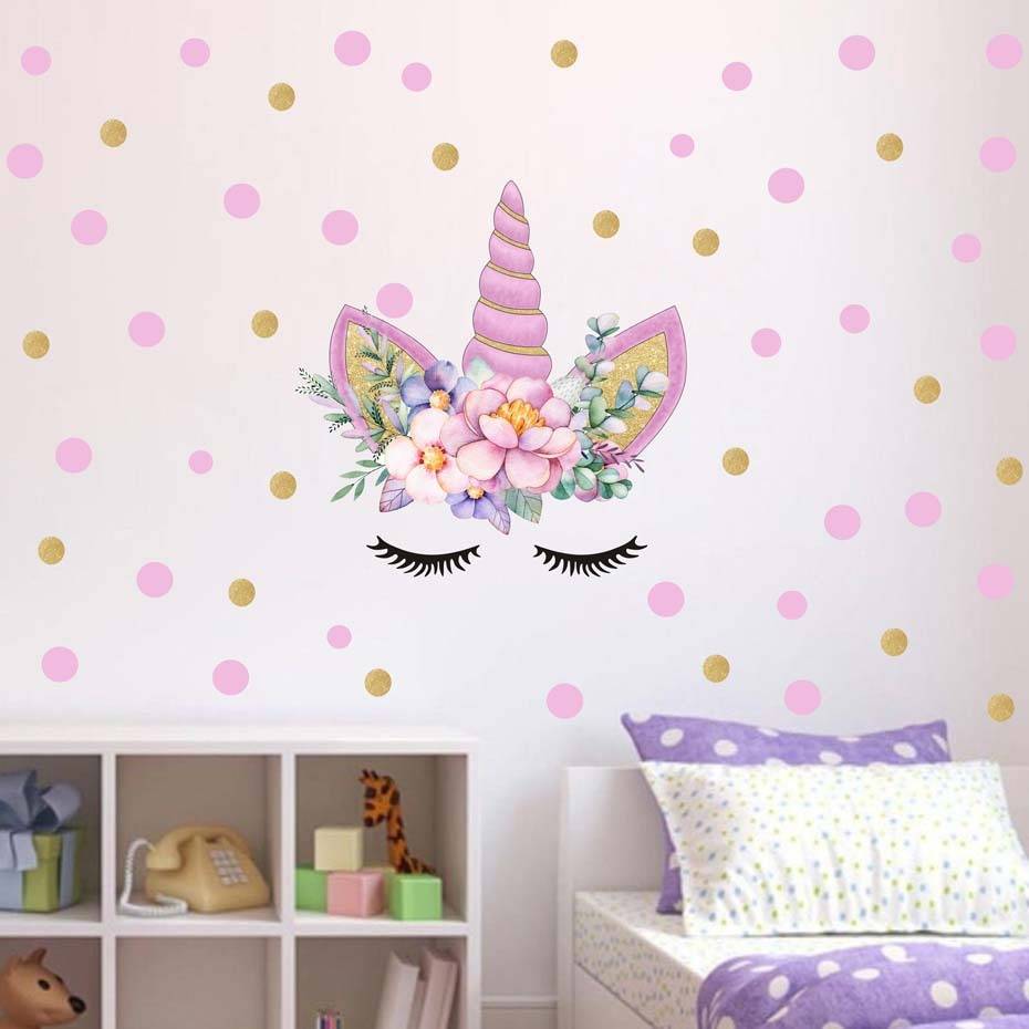 Cross -border unicorn sticker ins, children's cartoon dot decorative PVC graffiti sticker 5548