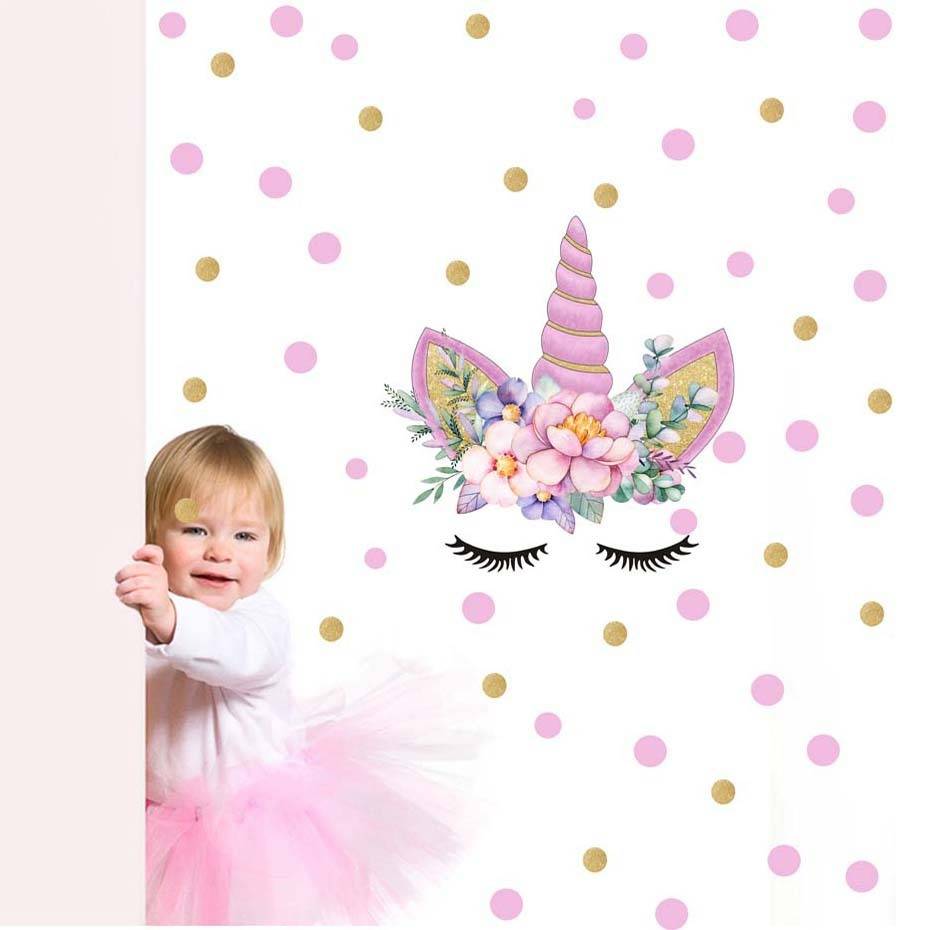 Cross -border unicorn sticker ins, children's cartoon dot decorative PVC graffiti sticker 5548