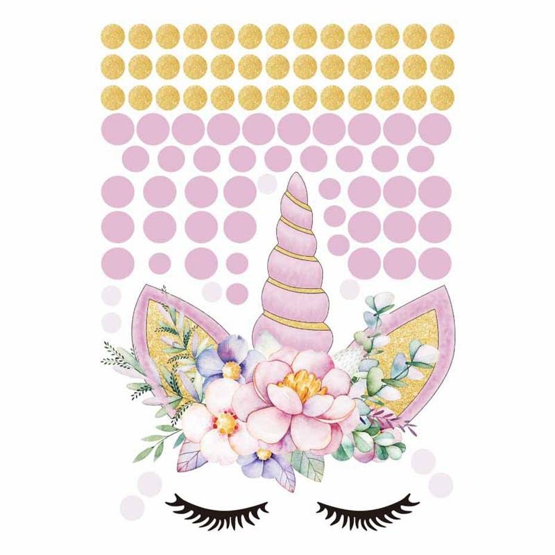 Cross -border unicorn sticker ins, children's cartoon dot decorative PVC graffiti sticker 5548