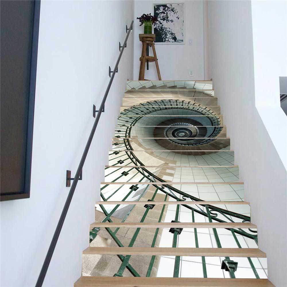 AMJPVC manufacturer Creative and simple thirteen rotation stairs stickers stepped sticker wall stickers
