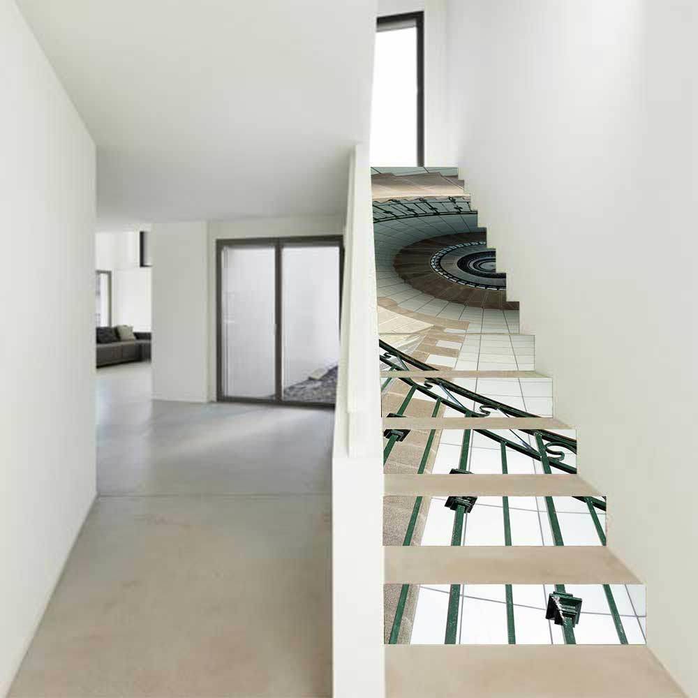 AMJPVC manufacturer Creative and simple thirteen rotation stairs stickers stepped sticker wall stickers