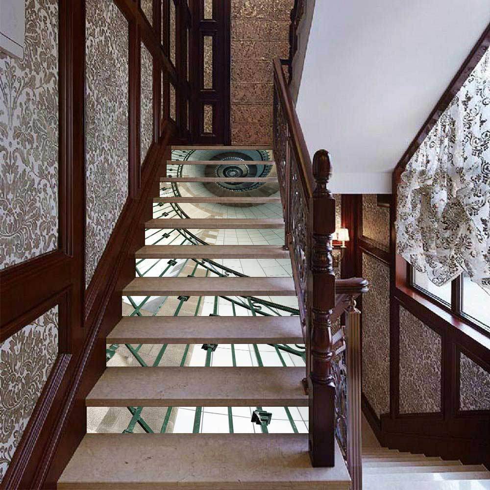 AMJPVC manufacturer Creative and simple thirteen rotation stairs stickers stepped sticker wall stickers