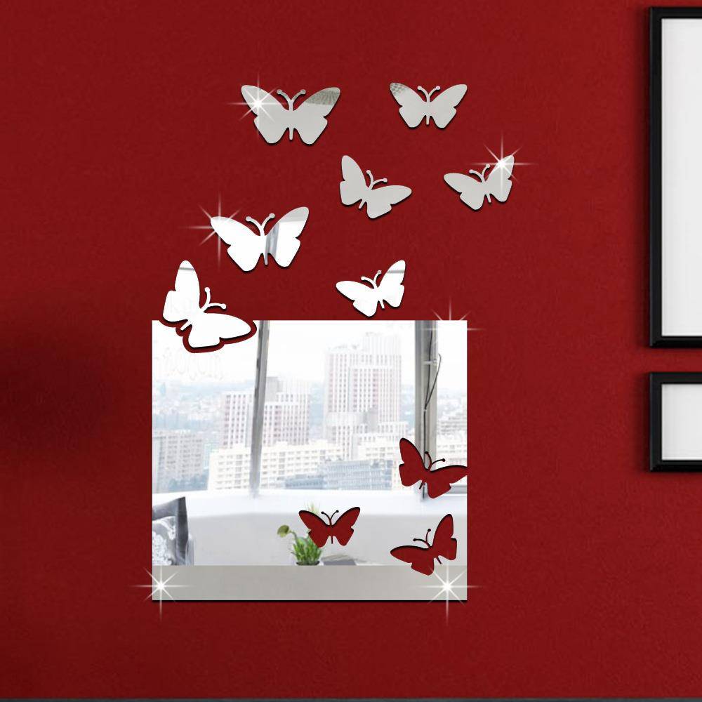 Explosion block butterfly mirror wall sticker home decoration acrylic wall sticker living room decorative mirror sticker D1020