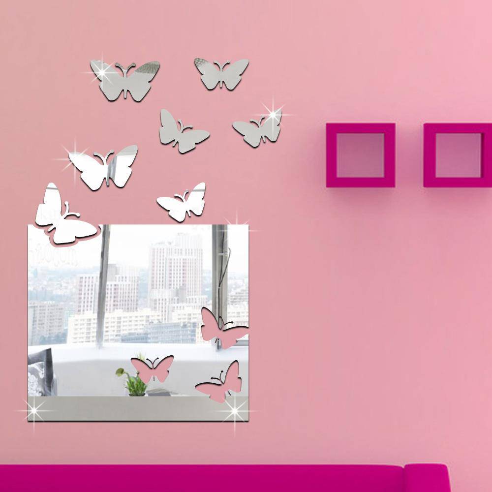 Explosion block butterfly mirror wall sticker home decoration acrylic wall sticker living room decorative mirror sticker D1020