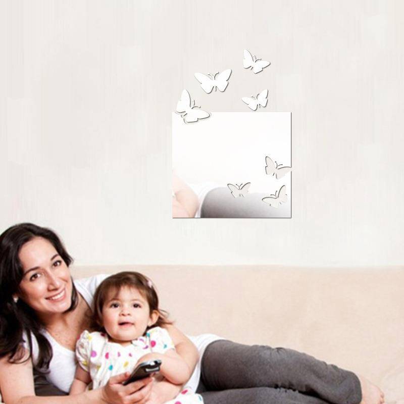 Explosion block butterfly mirror wall sticker home decoration acrylic wall sticker living room decorative mirror sticker D1020
