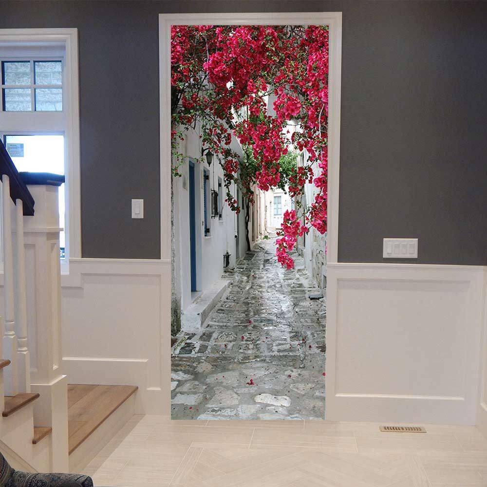 Cross -border AMJ Charm Collection Creative Environmental Protection 3D Redflower Lane Gate Sticker Refined from the Stick Bedroom Wall Sticker