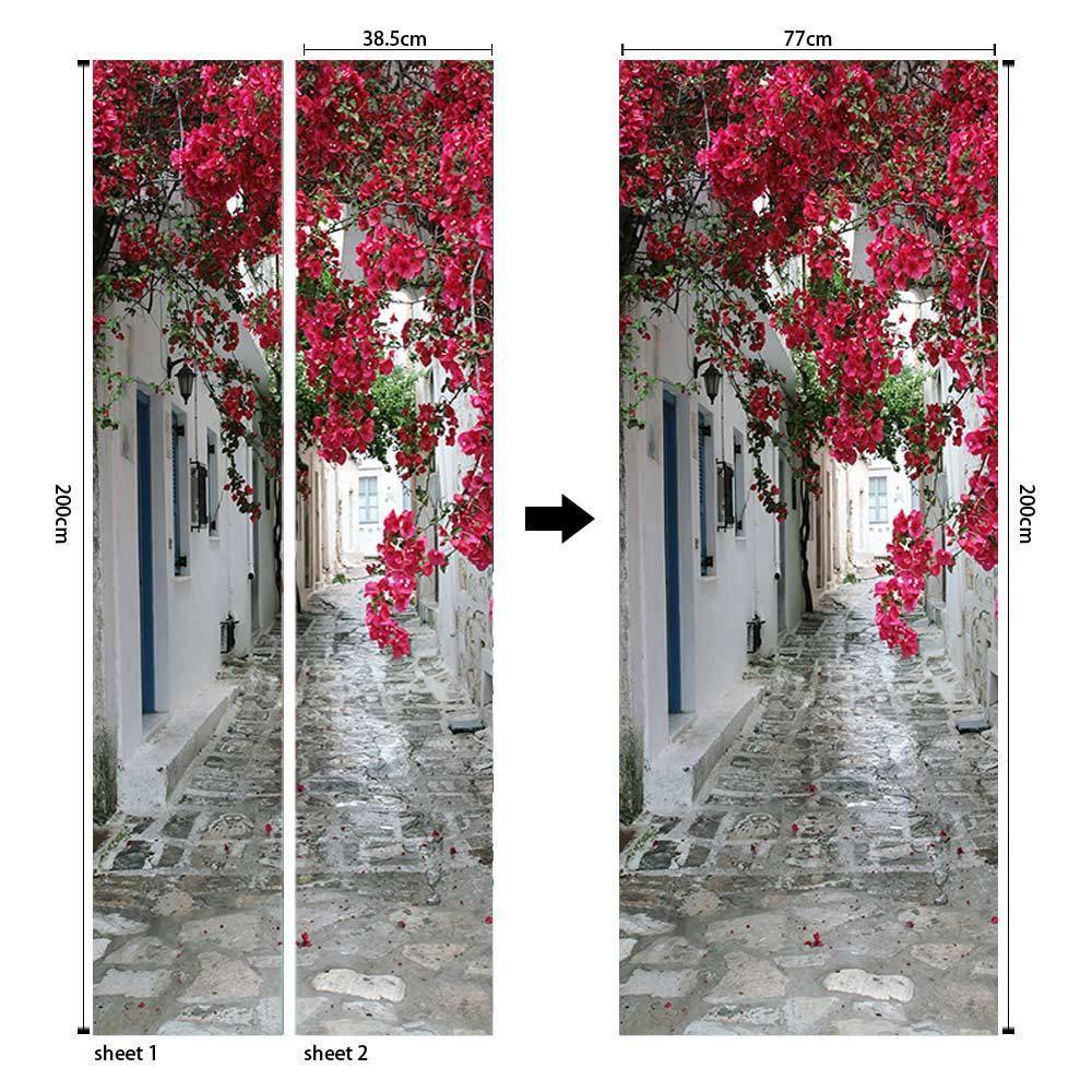 Cross -border AMJ Charm Collection Creative Environmental Protection 3D Redflower Lane Gate Sticker Refined from the Stick Bedroom Wall Sticker