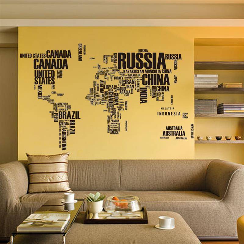 Zy95ab wall sticker PVC English letters map wall sticker sofa background decoration L