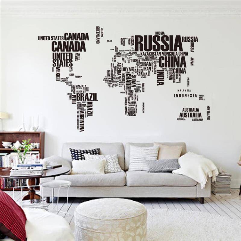 Zy95ab wall sticker PVC English letters map wall sticker sofa background decoration L