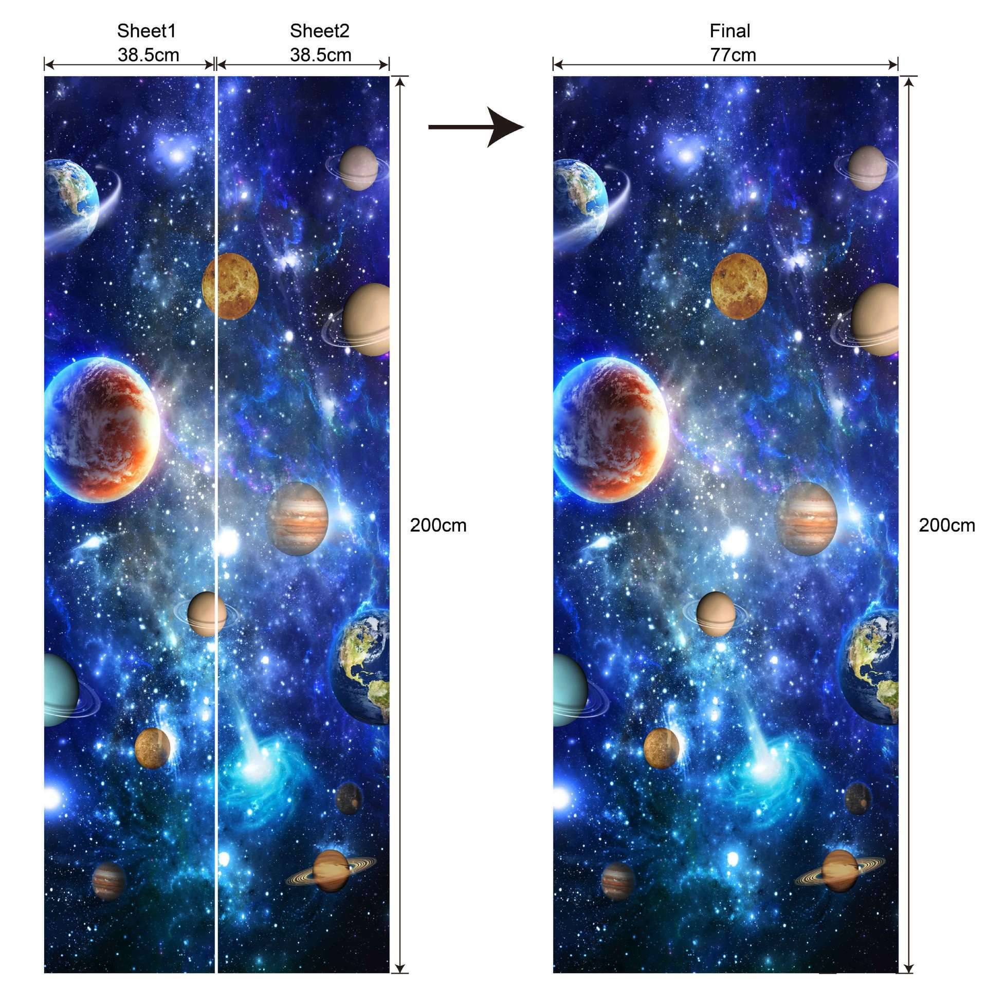 Galaxy Starry Symptoms 3D Simulation Door Patching Waterproof Wall Patch bedroom Laboratory Wallpaper MT027