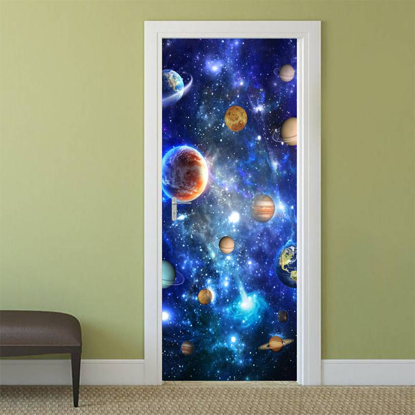 Galaxy Starry Symptoms 3D Simulation Door Patching Waterproof Wall Patch bedroom Laboratory Wallpaper MT027