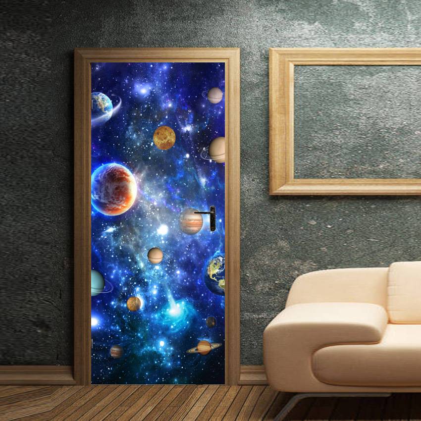 Galaxy Starry Symptoms 3D Simulation Door Patching Waterproof Wall Patch bedroom Laboratory Wallpaper MT027