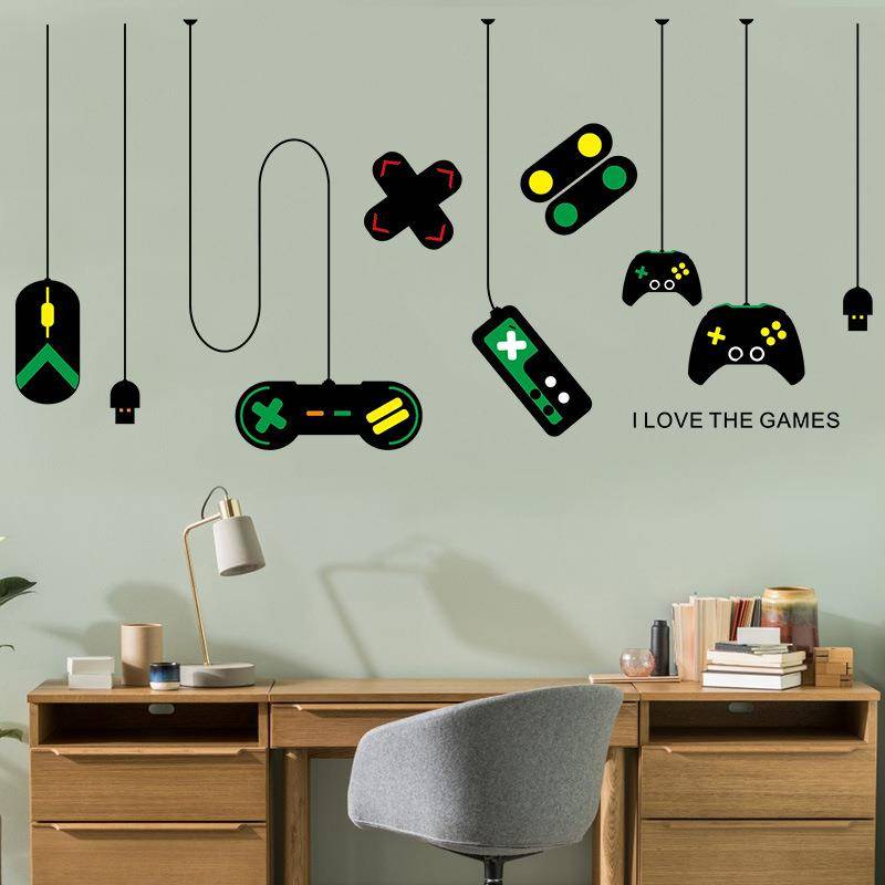FX7507 game machine gamepad decorative chandelier wall sticker Internet cafe study computer table background sticker