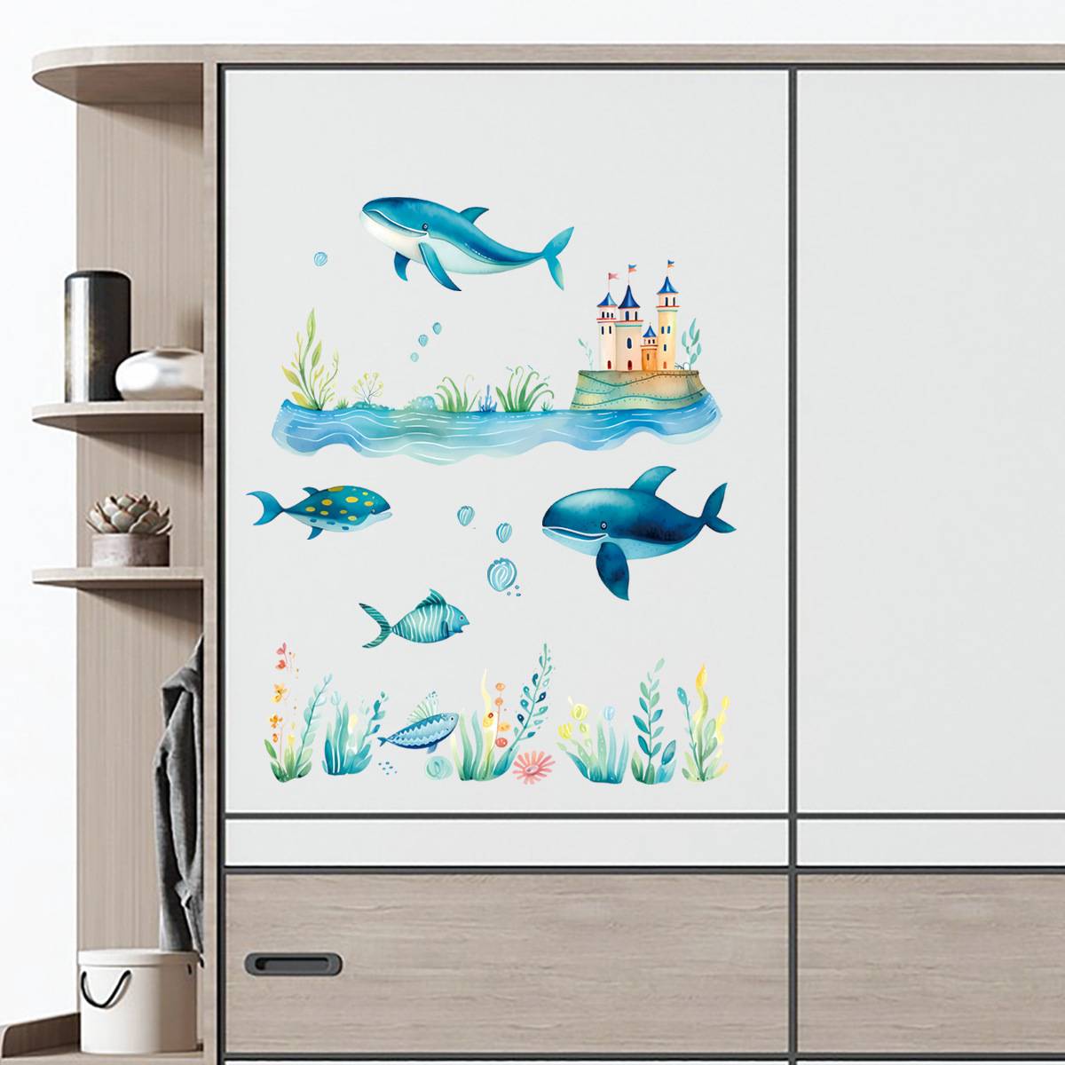 PH-yg071 luminous sticker marine whale fluorescent wall sticker cross-border decoration children's room bedroom bedroom wall sticker