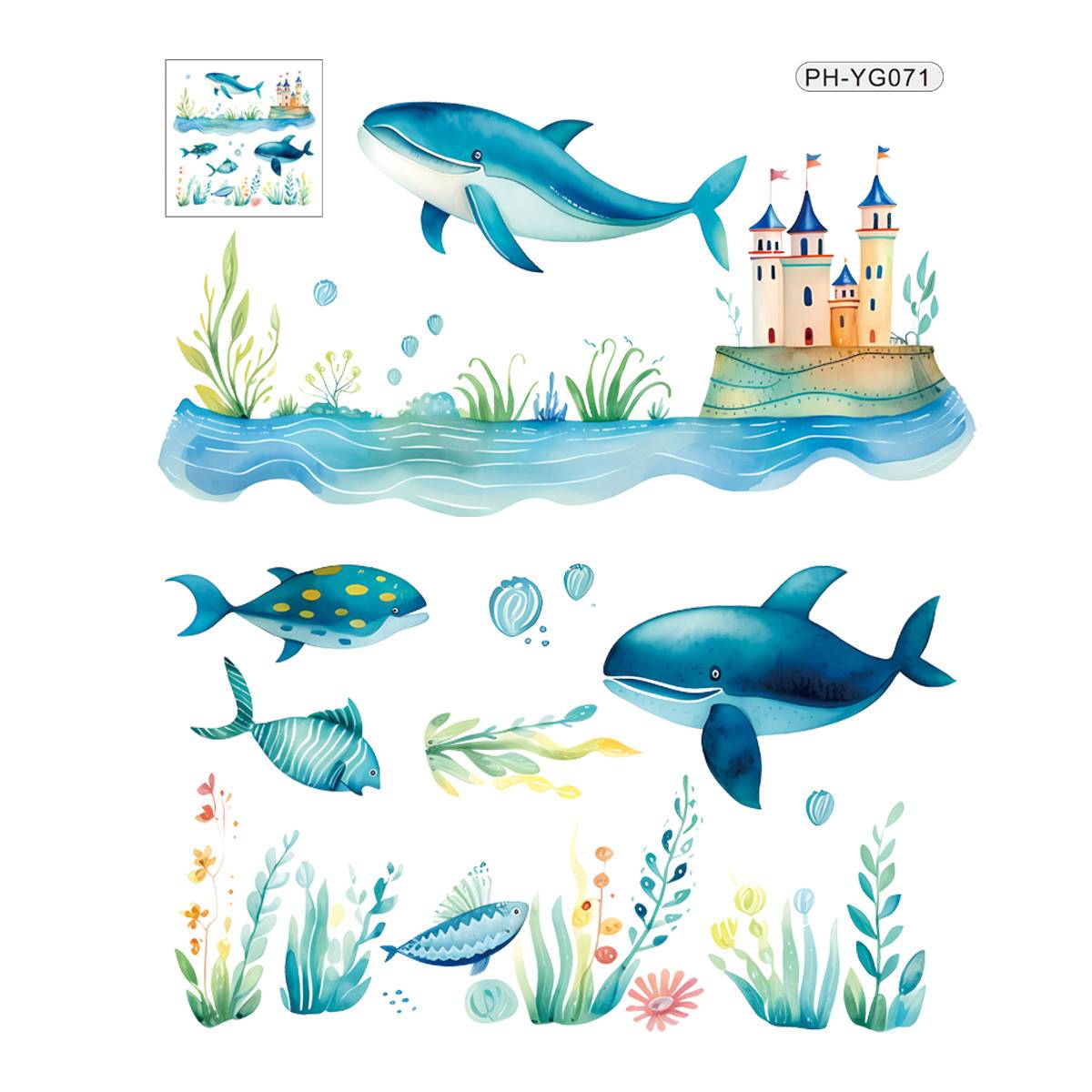 PH-yg071 luminous sticker marine whale fluorescent wall sticker cross-border decoration children's room bedroom bedroom wall sticker