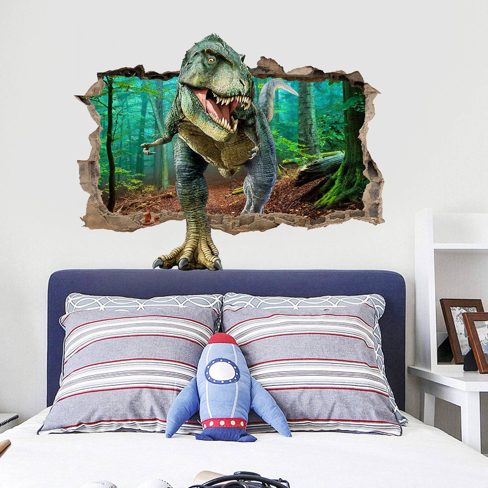 Explosion children's room bedroom 3D three -dimensional decorative wall stickers can remove dinosaur floor dinosaur era