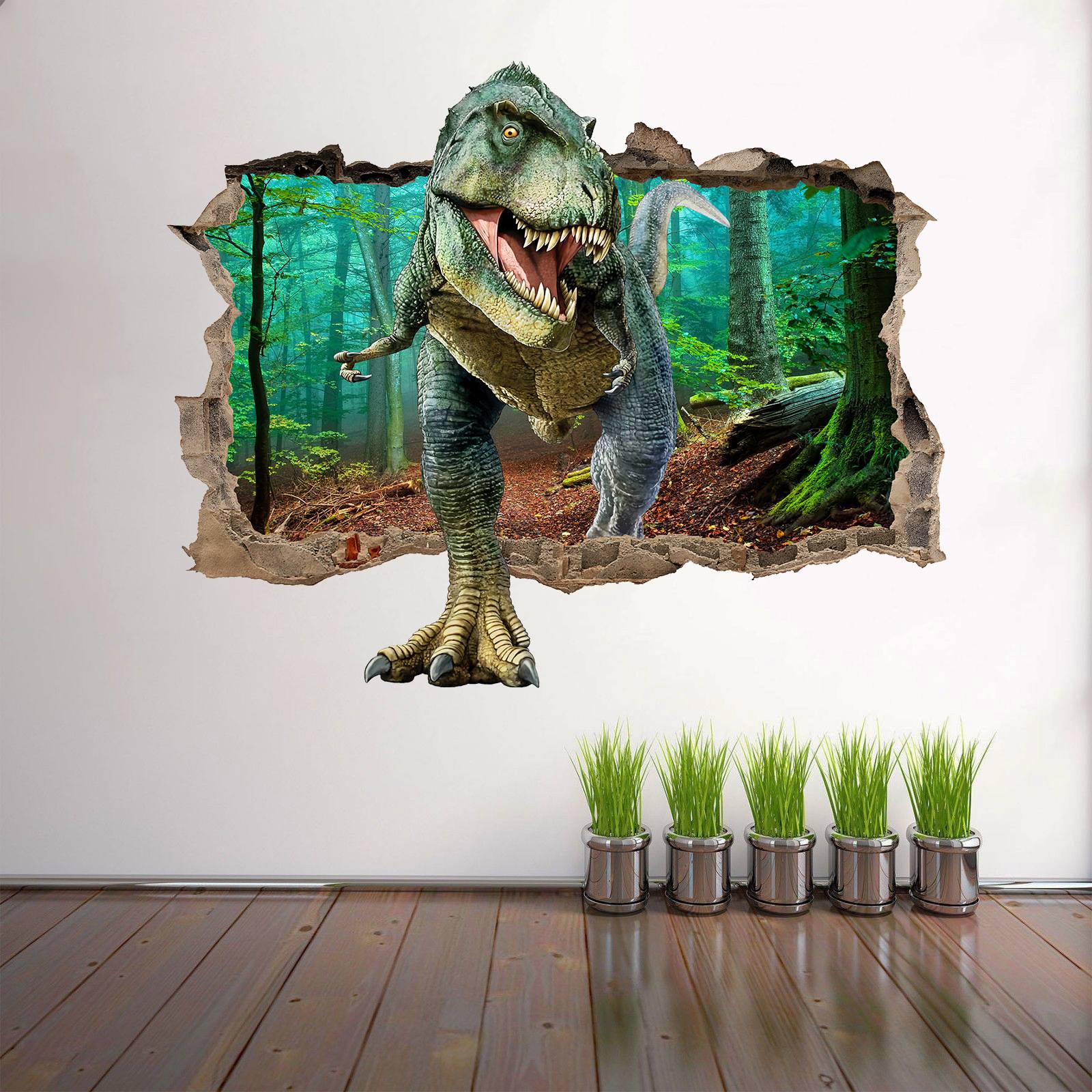 Explosion children's room bedroom 3D three -dimensional decorative wall stickers can remove dinosaur floor dinosaur era