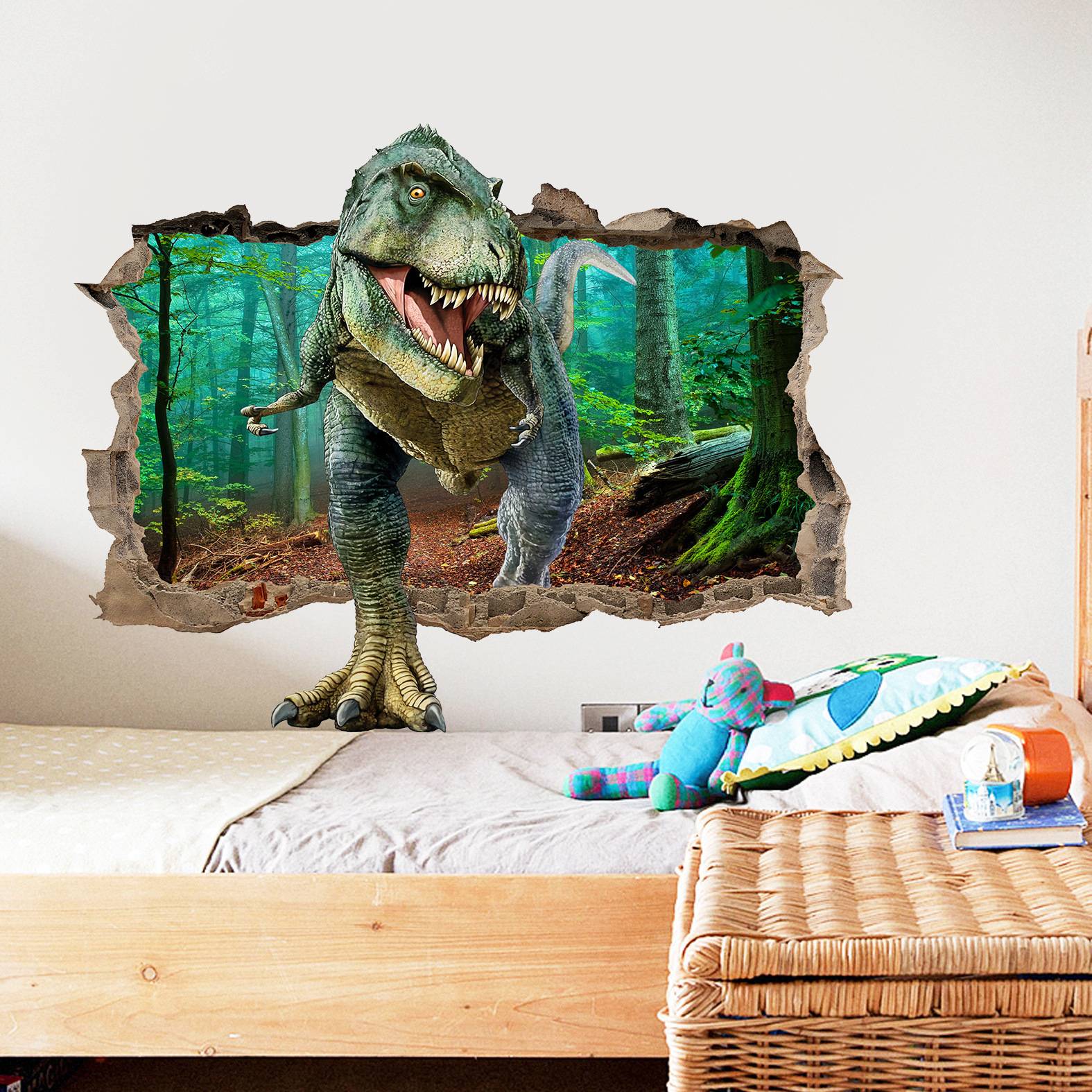 Explosion children's room bedroom 3D three -dimensional decorative wall stickers can remove dinosaur floor dinosaur era