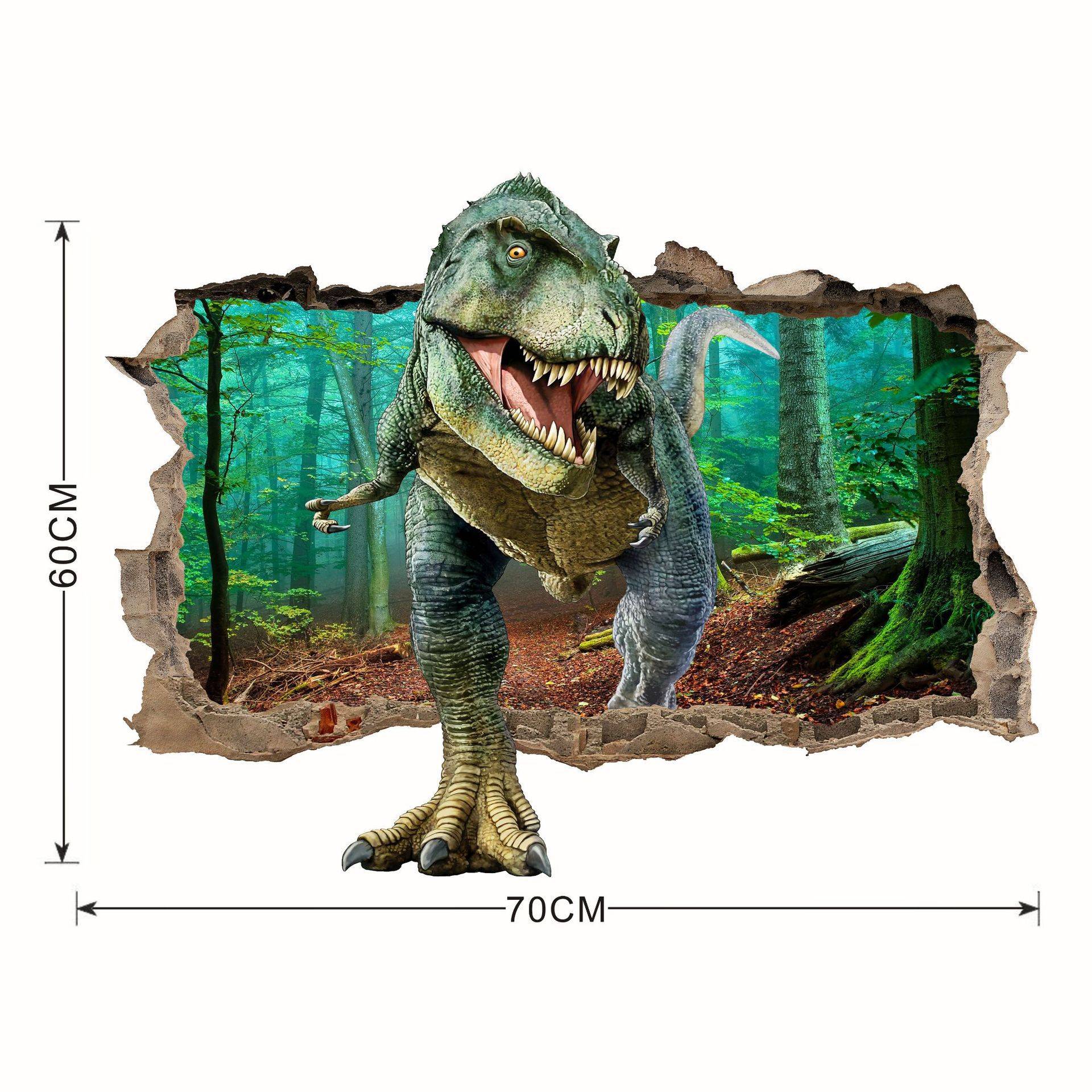 Explosion children's room bedroom 3D three -dimensional decorative wall stickers can remove dinosaur floor dinosaur era