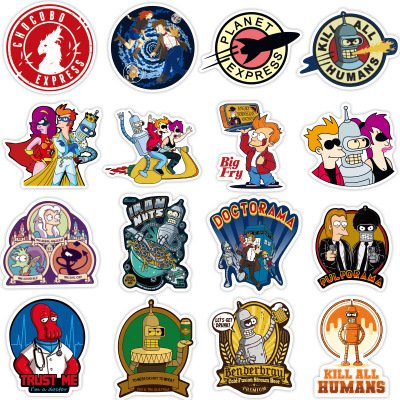 vsco 74pcs fun removable vinyl Futurama cartoon anime stickers for luggage skateboard