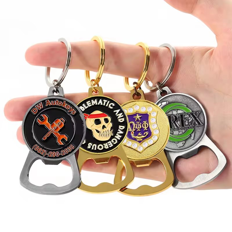 Custom metal opener stainless steel multi-function beer keychain cartoon cross-border gift foreign trade refrigerator sticker