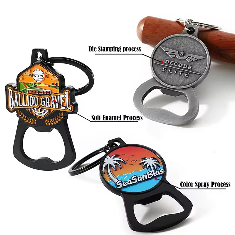 Custom metal opener stainless steel multi-function beer keychain cartoon cross-border gift foreign trade refrigerator sticker