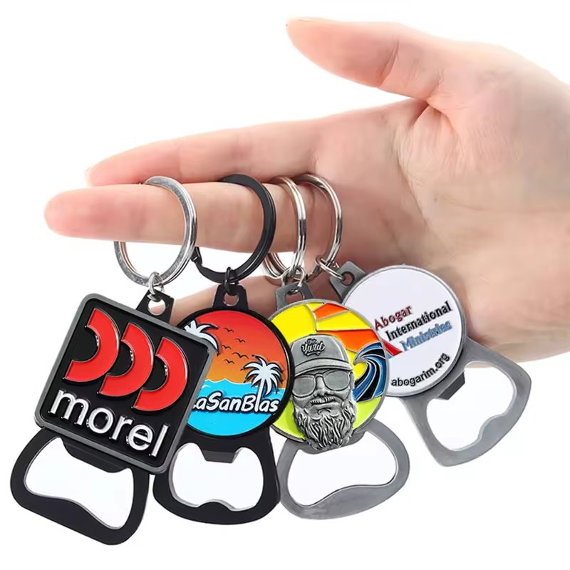 Custom metal opener stainless steel multi-function beer keychain cartoon cross-border gift foreign trade refrigerator sticker