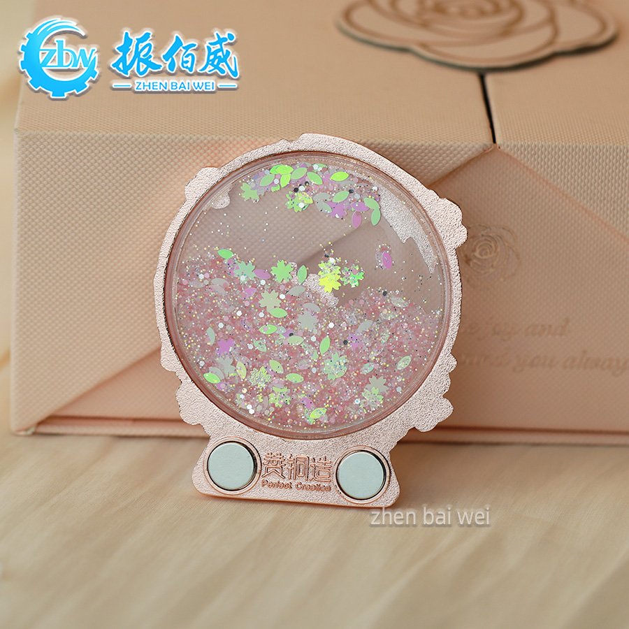 Electroplated rose gold Wuhan soft enamel quicksand refrigerator sticker custom scenic spot metal refrigerator sticker custom