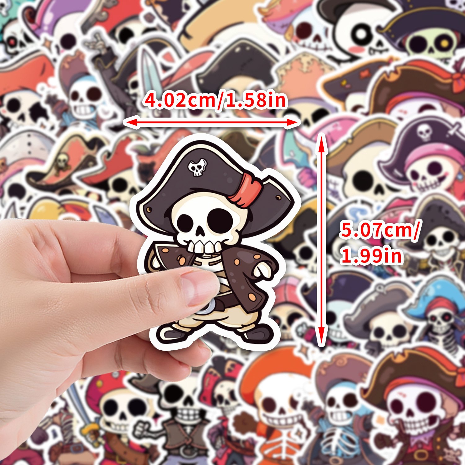50Pcs Cartoon Skeleton Pirate Cute Graffiti Stickers For Bottle Wall Decor Children Festival Decor Toy Sticker