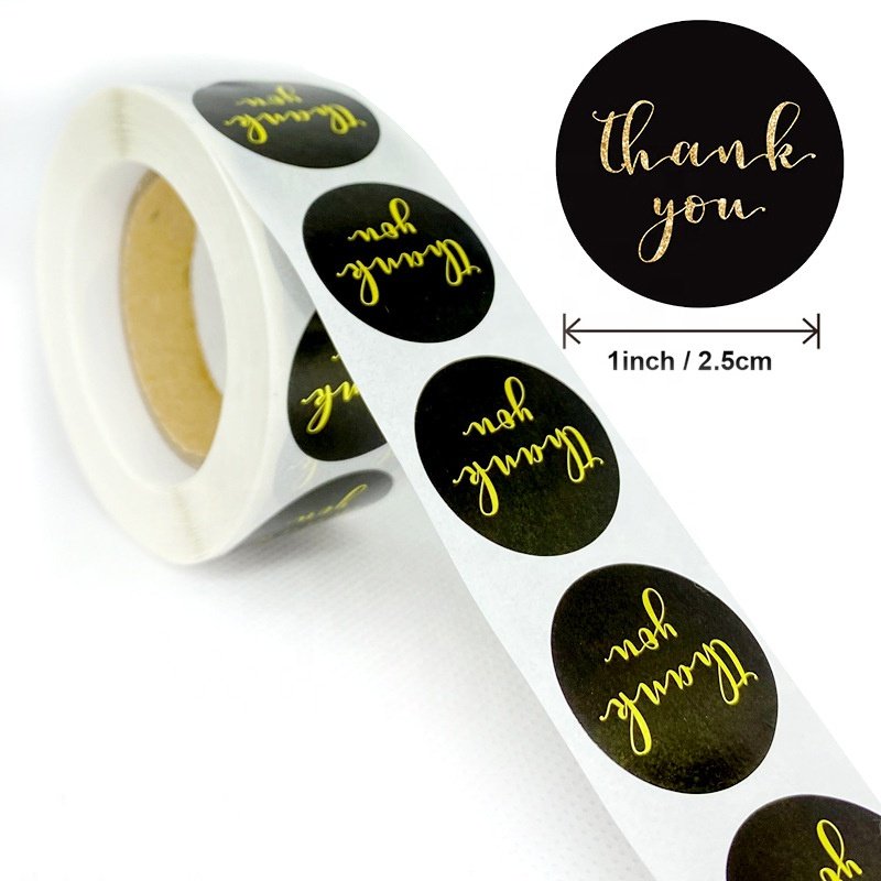 Custom Logo 1.5inch 500pcs Coated Paper roll Gold Foil Round Shape Waterproof Self Adhesive Bottle Label Printing Label Stickers