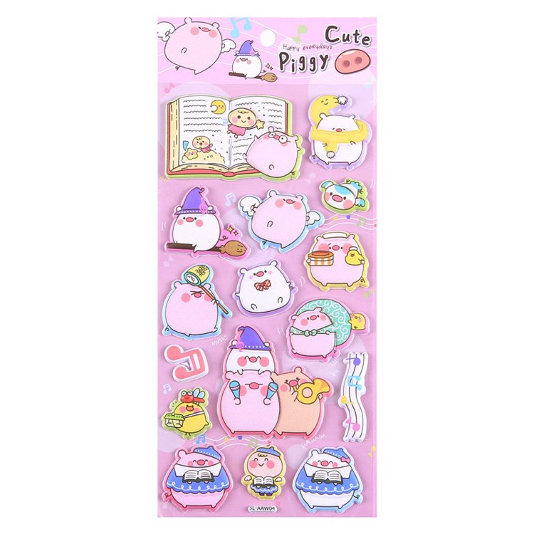 Custom Printing Cheap Notebook Decoration Die Cut 3d Cartoon Eva Foam Puffy Sticker for Kids