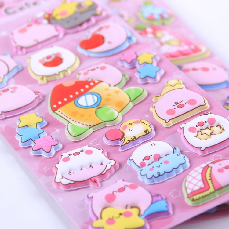 Custom Printing Cheap Notebook Decoration Die Cut 3d Cartoon Eva Foam Puffy Sticker for Kids