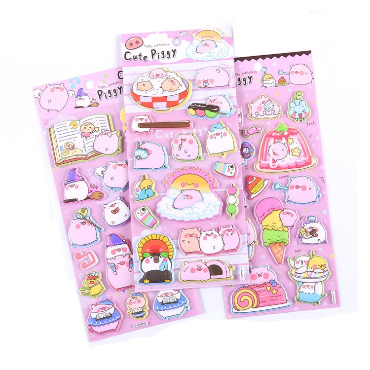 Custom Printing Cheap Notebook Decoration Die Cut 3d Cartoon Eva Foam Puffy Sticker for Kids