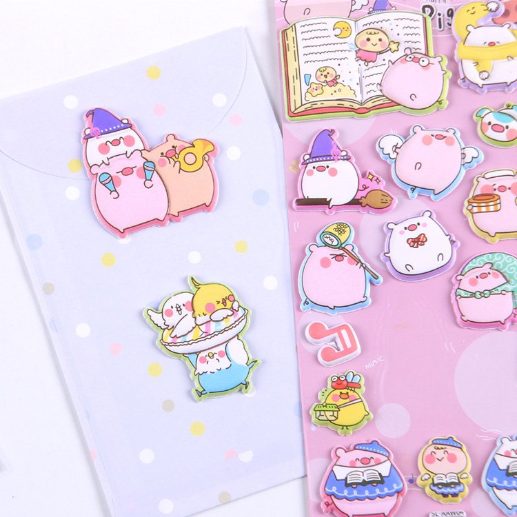 Custom Printing Cheap Notebook Decoration Die Cut 3d Cartoon Eva Foam Puffy Sticker for Kids